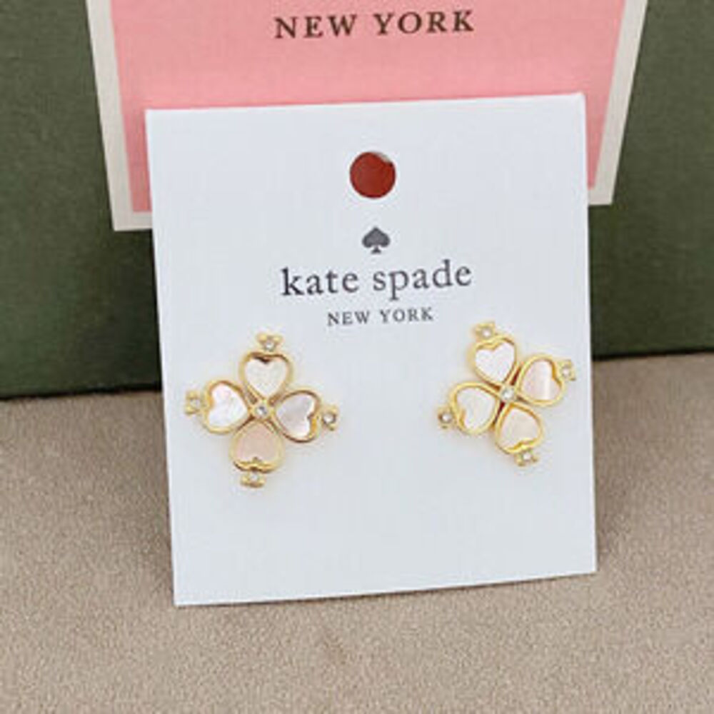 kate spade Four Leaf Clover Mother of Pearl Earrings Silver Post